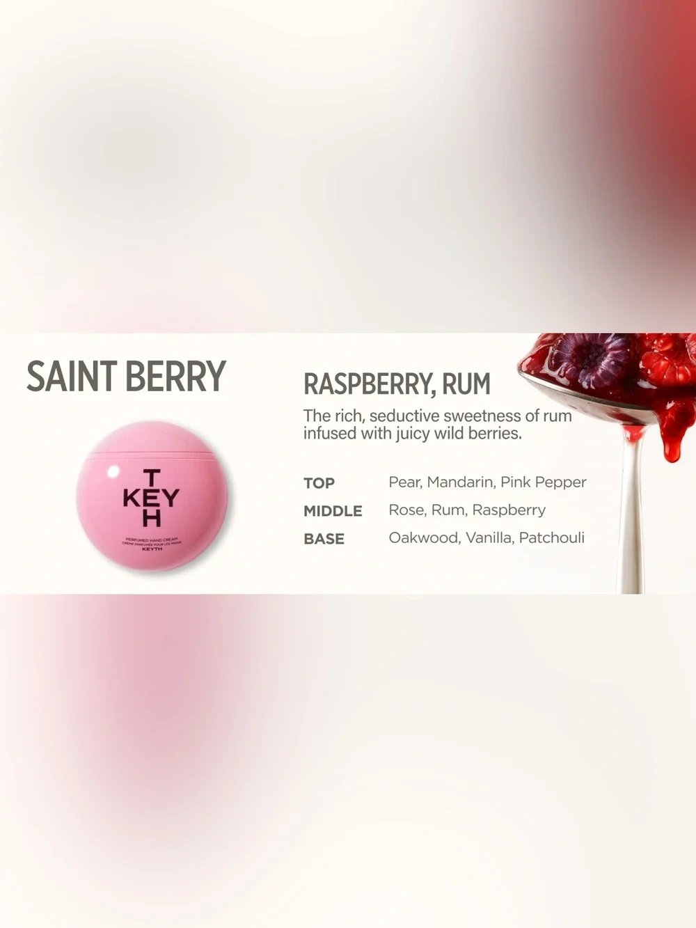 KEYTH Perfumed Hand Cream, Scent: Saint Berry, 2.36 fl oz -NWT